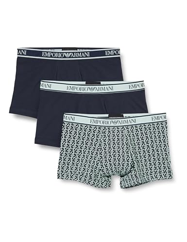 Emporio Armani Herren Stretch Cotton Core Logoband 3-Pack Trunk, Black/PR.Black/Black, M (3er Pack) von Emporio Armani