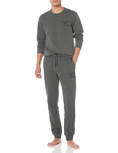 Emporio Armani Men's Sweater+Trousers Iconic Terry, Black Melange Grey, X-Large von Emporio Armani