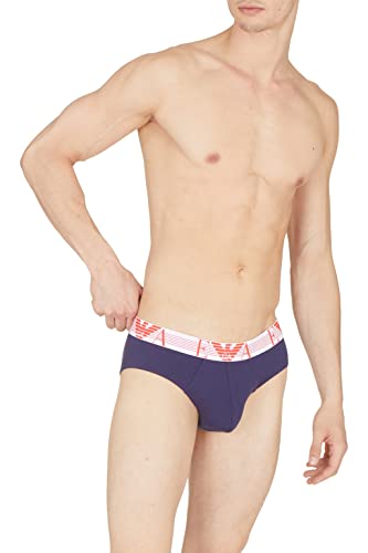Emporio Armani Men's Textured Monogram Logo Band Briefs, Eclipse, XL von Emporio Armani