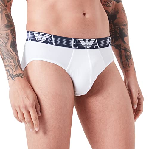 Emporio Armani Men's Textured Monogram Logo Band Briefs, White, M von Emporio Armani