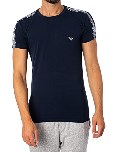 Emporio Armani Men's Textured Monogram Logo Band T-Shirt, Marine, XL von Emporio Armani