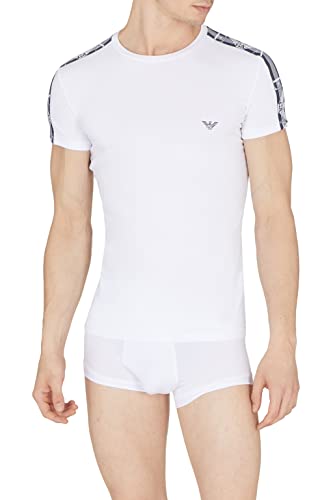 Emporio Armani Men's Textured Monogram Logo Band T-Shirt, White, M von Emporio Armani