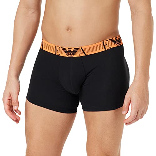 Emporio Armani Men's Textured Monogram Logo Band Trunks, Black, L von Emporio Armani