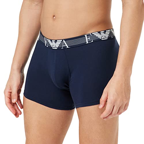 Emporio Armani Men's Textured Monogram Logo Band Trunks, Marine, L von Emporio Armani