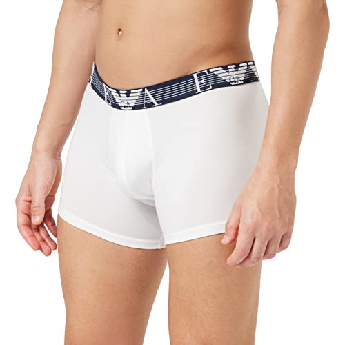 Emporio Armani Men's Textured Monogram Logo Band Trunks, White, M von Emporio Armani