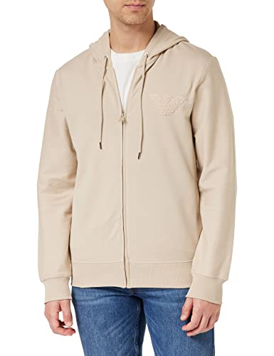 Emporio Armani Men's Textured Terry Jacket with Hood, Sand Yellow, L von Emporio Armani