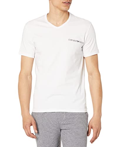 Emporio Armani Men's V-Neck Core Logoband 2-Pack T-Shirt, White/Eclipse, L von Emporio Armani