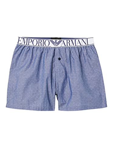 Emporio Armani Men's Yarn Dyed Pajama Boxer Shorts, Dotted Blue, XL von Emporio Armani