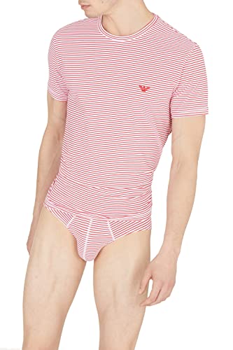 Emporio Armani Men's Yarn Dyed Striped T-Shirt, Small Stripe/Fire, XL von Emporio Armani