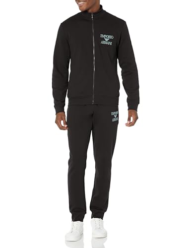 Emporio Armani Men's Zipped Sweatshirt+Trousers Iconic Terry, Black, Small von Emporio Armani