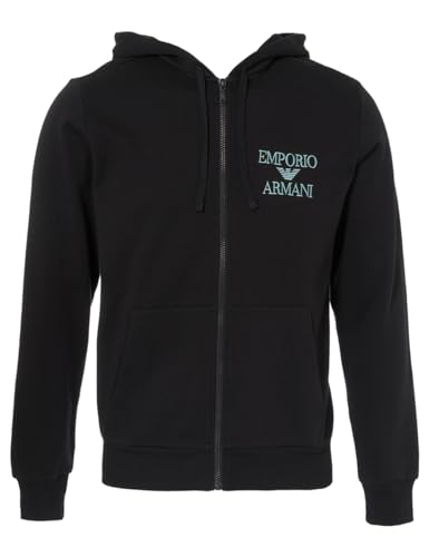 Emporio Armani Men's Zipped Sweatshirt Iconic Terry, Black, X-Large von Emporio Armani