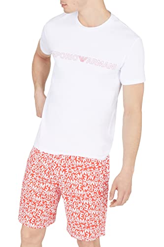 Emporio Armani Mens Men's All Over Logo Bold Pajama Set, Bitter/White Ea, M von Emporio Armani