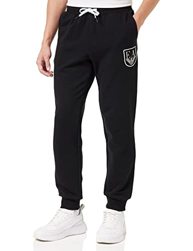 Emporio Armani Mens Trousers Shield Logo Terry Sweatpants, Black, XL von Emporio Armani