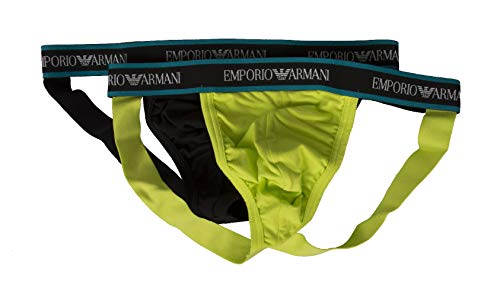 Emporio Armani Pack 2 Jockstrap Jockstrap Herren Slips Unterwäsche Artikel 111932 1P717, 46120 Nero/Lime - Black/Lime, M von Emporio Armani