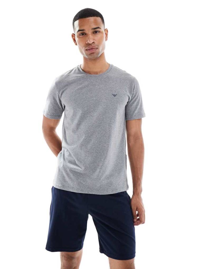 Emporio Armani - Pyjama aus Jersey in Grau und Marineblau mit Logo von Emporio Armani