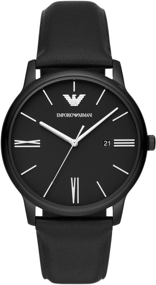 Emporio Armani Quarzuhr AR11573, Armbanduhr, Herrenuhr, Datum, analog, Lederarmband von Emporio Armani