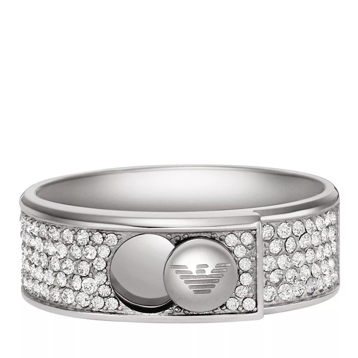 Emporio Armani Ring - Emporio Armani Stainless Steel with Crystals Sette - Gr. 50 - in Silber - für Damen von Emporio Armani