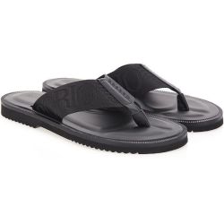 Emporio Armani Schwarze Leder Flip-flop Sandalen von Emporio Armani