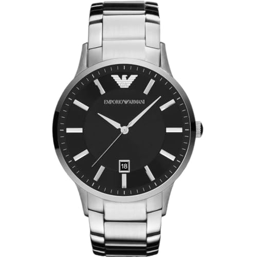 Emporio Armani Herrenuhr , DreizeigerDatumswerk, 43mm Silbernes Edelstahlgehäuse mit Edelstahlarmband, AR11181 von Emporio Armani