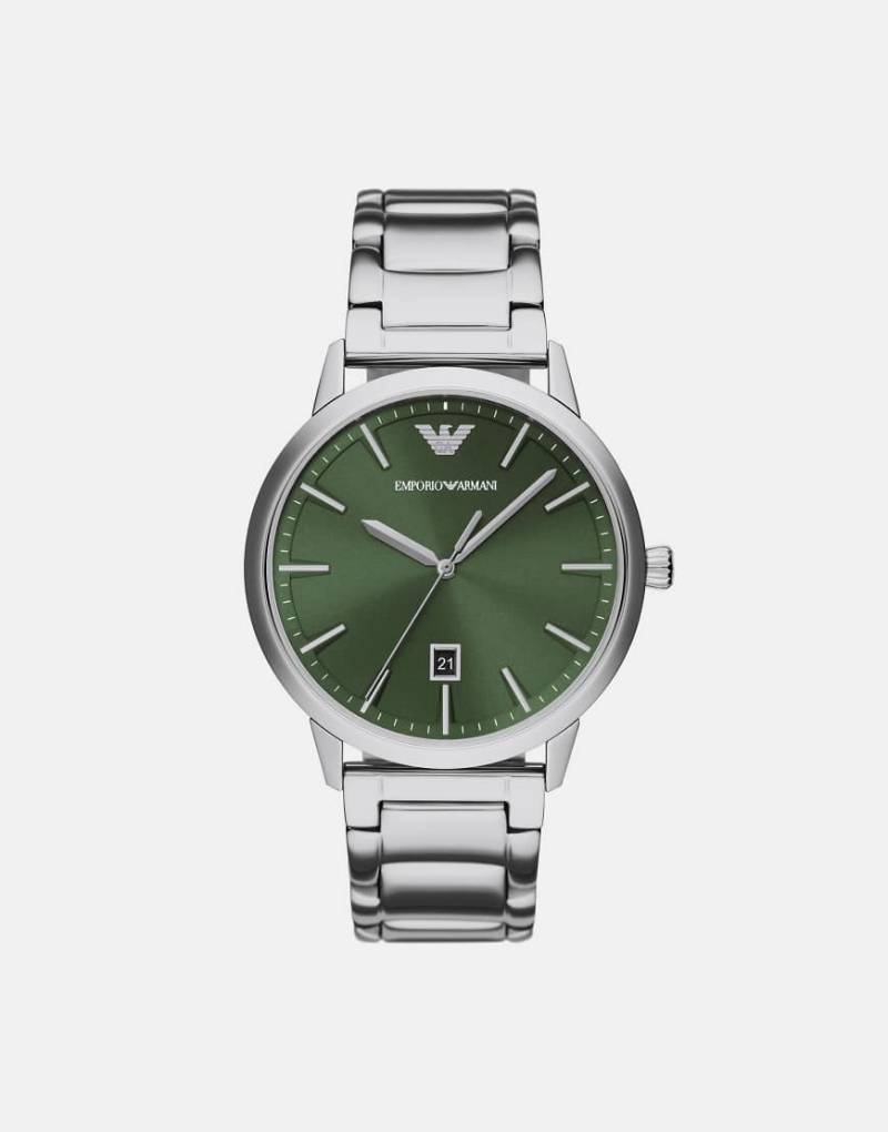 Emporio Armani - Silberfarbene Armbanduhr aus Edelstahl mit drei Zeigern und Datumsanzeige Emporio Armani - Silberfarbene Armbanduhr aus Edelstahl mit drei Zeigern und Datumsanzeige von Emporio Armani