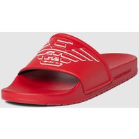 Emporio Armani Slides mit Label-Print Modell 'Eagle' in Rot, Größe 45 von Emporio Armani