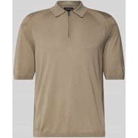 Emporio Armani Slim Fit Poloshirt mit Reißverschluss und Seiden-Anteil in Taupe, Größe XXL von Emporio Armani