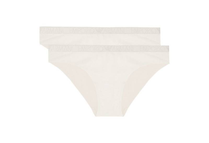 Emporio Armani Slip Brief Stretch Cotton (2-St., enthält 2 gleichfarbige, unifarbene Slips) mit umlaufendem Markenschriftzug in metallischem Glanz von Emporio Armani