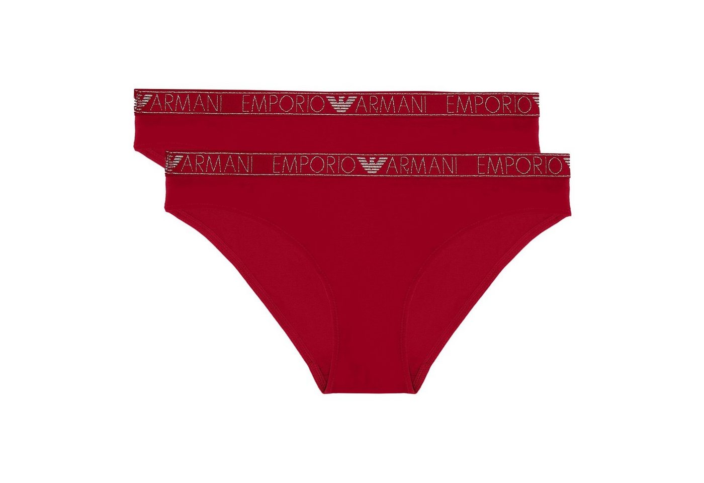 Emporio Armani Slip Brief Stretch Cotton (2-St., enthält 2 gleichfarbige, unifarbene Slips) mit umlaufendem Markenschriftzug in metallischem Glanz von Emporio Armani