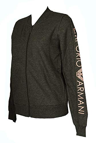 Emporio Armani Sweatshirt Damen Sweater mit Zip Loungewear Artikel 164384 0A250, 06749 Grigio Melange Scuro - Dark Grey Melange, S von Emporio Armani