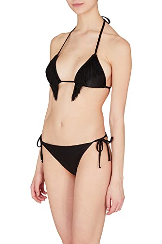 Emporio Armani Swimwear Damen Emporio Armani Women's Fringes Lycra Triangle String And Brief Bikini Set, Schwarz, L EU von Emporio Armani