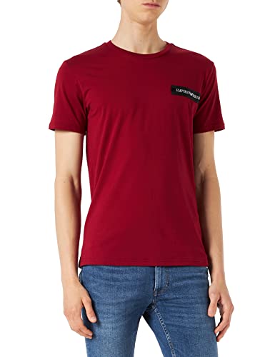 Emporio Armani Swimwear Herren Crew Neck Logo Tape T-Shirt, Amaranth, XL von Emporio Armani