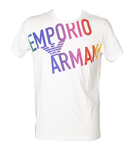 Emporio Armani Swimwear Men's Bold Logo T-Shirt, White Multi Col.Obl, L von Emporio Armani