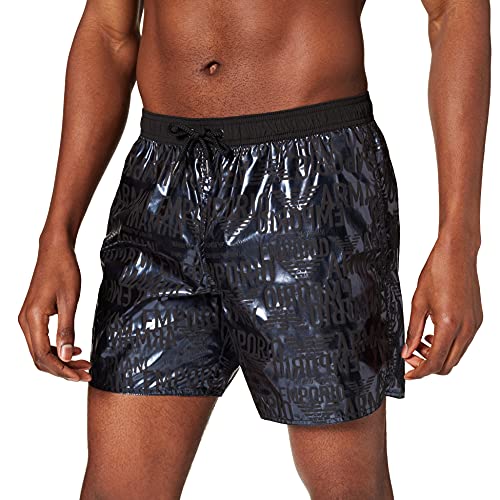 Emporio Armani Swimwear Mens Boxer Glazed Metal Swim Trunks, Navy Blue, 50 von Emporio Armani