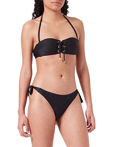 Emporio Armani Swimwear Damen Padded Band & Brazilian W/Bows Ottoman Lycra Bikini Set, Black, XS von Emporio Armani