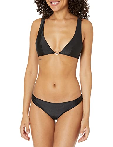 Emporio Armani Swimwear Damen Triangle Rem.Cups & Brazilian Shiny Lycra Bikini Set, Black, L von Emporio Armani