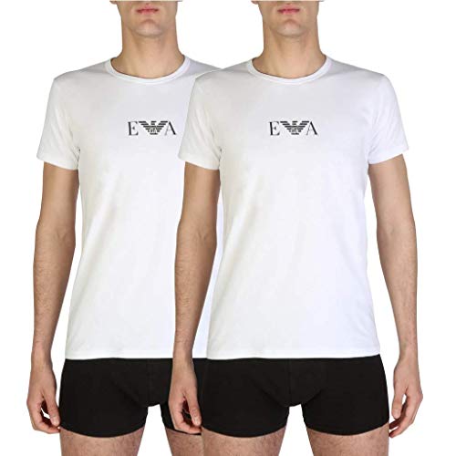 Emporio Armani Herren 2-pack T-shirt Essential Monogram T Shirt, Weiß (White/White), XXL EU von Emporio Armani
