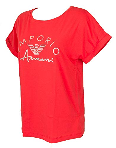 Emporio Armani T-Shirt Kurzarm Damen Shirts Sweater Runder Hals Baumwolle Artikel 164340 0P291, 00074 Rosso, XS von Emporio Armani