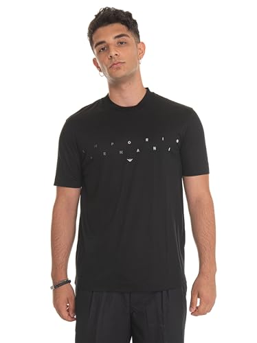 Emporio Armani T-Shirt Kurzarm Lyocell gemischt mit gesticktem Logo 3D1TA21JUVZ Schwarz, Schwarz , Large von Emporio Armani