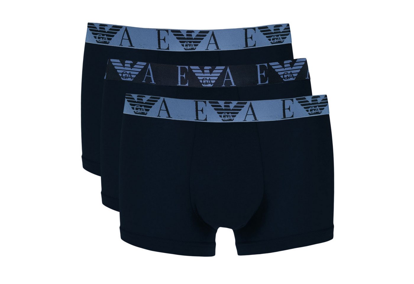 Emporio Armani Trunk 3er Pack Trunks Stretch Cotton (3-St., 3er Pack) mit Logo und Markeninitialien auf dem elastischen Bund von Emporio Armani