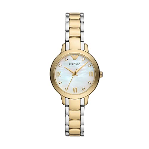 Emporio Armani Uhr für Damen , Dreizeiger Uhrwerk, 32MM Gold Recycled Edelstahl (Mindestens 50%) Gehäuse mit einem Recycled Edelstahl (Mindestens 50%) Armband, AR11513 von Emporio Armani