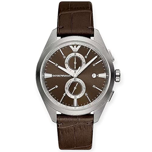 Emporio Armani Uhr für Herren , Chronographenwerk, 43mm Edelstahlgehäuse mit einem ProPlanet Lederarmband, AR11482 von Emporio Armani