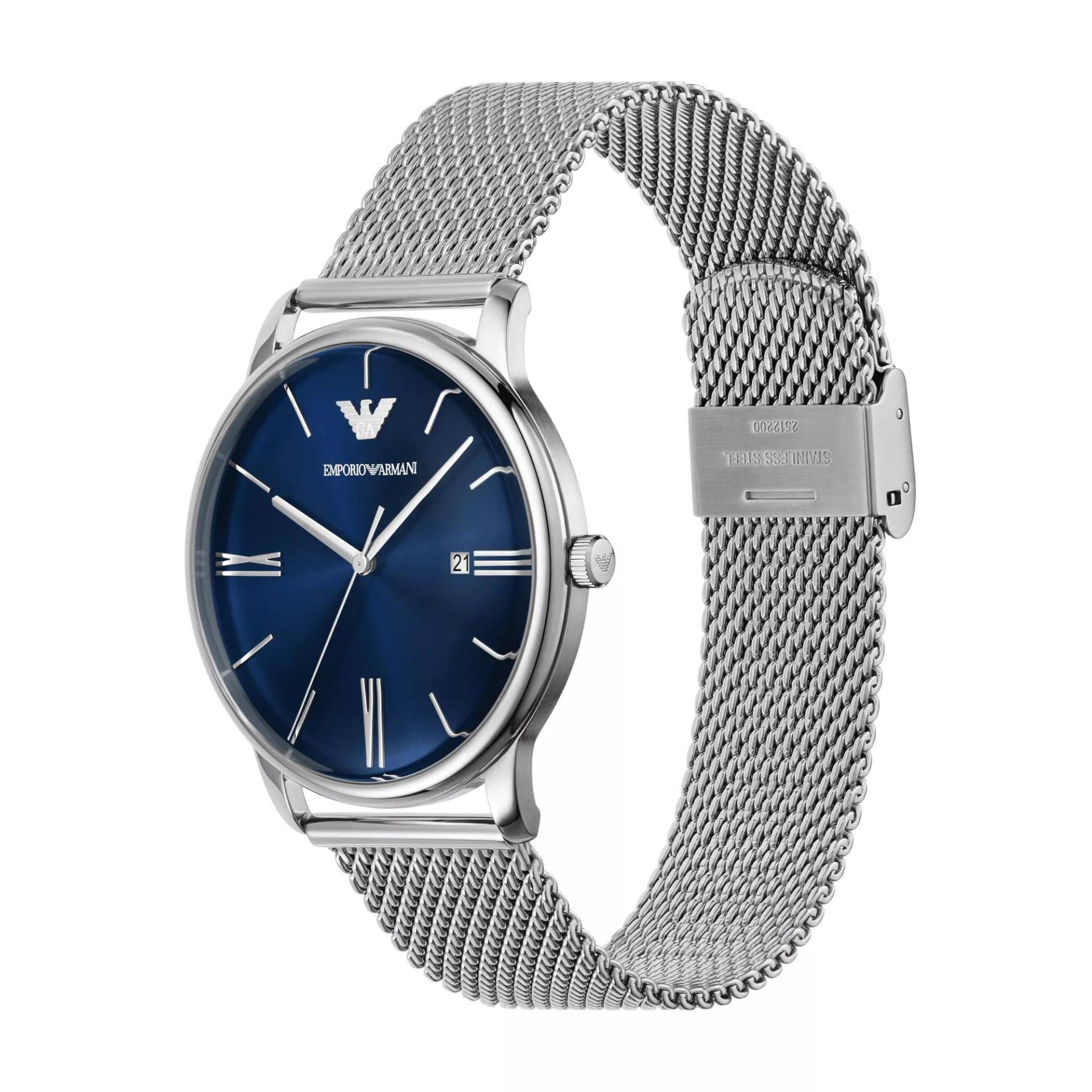 Emporio Armani Uhren - Three-Hand Date Stainless Steel Mesh Watch - Gr. unisize - in Silber - für Damen von Emporio Armani