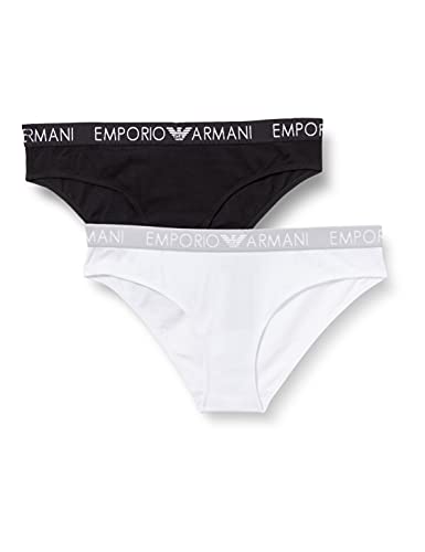 Emporio Armani Damen Bi-pack Brief Iconic Cotton Unterwäsche BI-PACK BRIEF, Schwarz 1, L von Emporio Armani