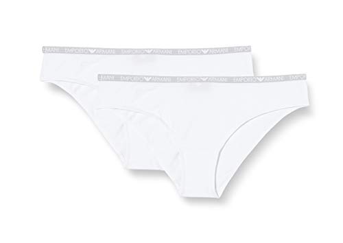 Emporio Armani Damen Bi-pack Brief Iconic Cotton Unterwäsche BI-PACK BRIEF, Weiß, L von Emporio Armani