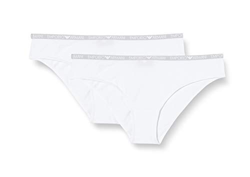 Emporio Armani Damen Bi-pack Brief Iconic Cotton Unterwäsche BI-PACK BRIEF, White/White, XS von Emporio Armani