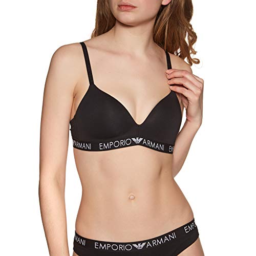 Emporio Armani Underwear Damen Padded Triangle Bra Iconic Cotton Gepolsterter BH, Blickdicht, Black, M von Emporio Armani