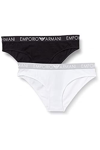 Emporio Armani Damen Bi-pack Brief Iconic Cotton Unterwäsche BI-PACK BRIEF, Schwarz 1, M von Emporio Armani