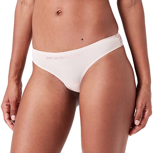 Emporio Armani Underwear Damen Second Skin Microfiber & Lace Brazilian Brief, Powder Pink, XL von Emporio Armani