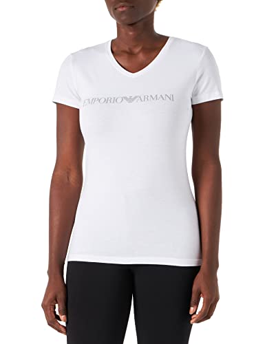 Emporio Armani Underwear Damen V Neck Iconic Logoband T-Shirt, White, XL von Emporio Armani