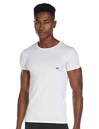 Emporio Armani Underwear Herren T-Shirt Iconic Logoband Schlafanzugoberteil, Weiß, L von Emporio Armani